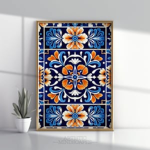 Mexican Talavera Wall Art | Printable Art | Mexican Culture Print | Mexican Painting | Talavera Art Print | Mexican Decor | Mexican Pattern