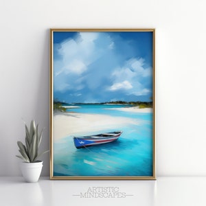 Puerto Rico Coastal Art Print | Printable Painting | Puerto Rican Wall Art | Digital Download | Puerto Rican Beach | Puerto Rico Wall Decor