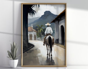 Puerto Rican Jibaro Printable Art | Puerto Rican Wall Art | Digital Download | Puerto Rican Decor | Wall Decor | Puerto Rico Painting