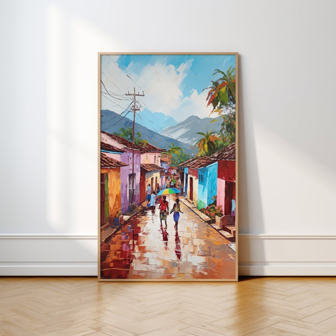 Haiti Village Painting Haitian Art Haiti Wall Art Print Haitian Home
