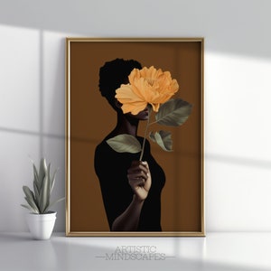 Floral Black Girl Art | Printable Wall Art | Black Women Art Poster | Black People Wall Decor | Black Girl Wall Art | Digital Download |