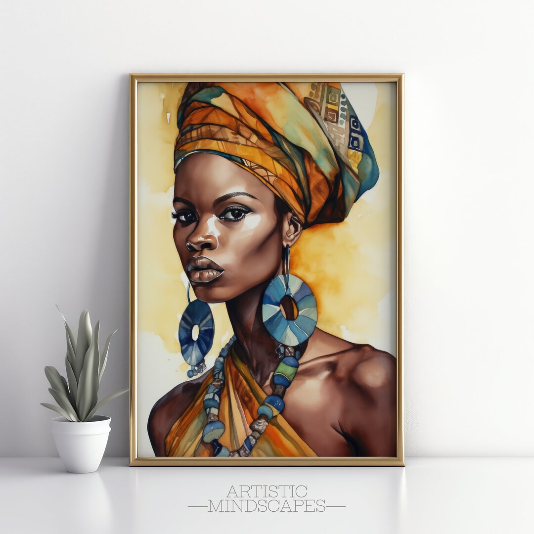 Black Woman Watercolor Art Printable Wall Art Black Women Art Poster