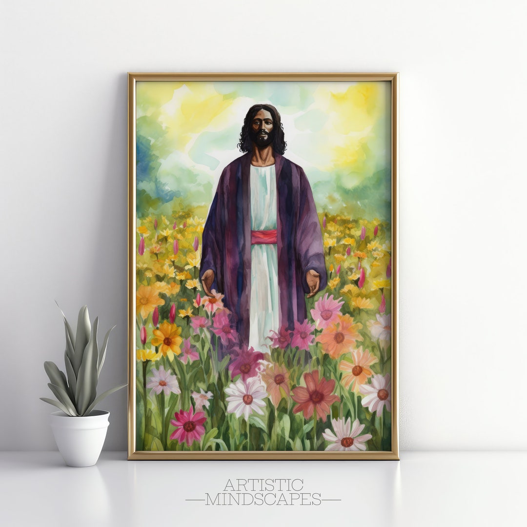 Black Jesus Wall Art Digital Download Christian Wall Art Jesus