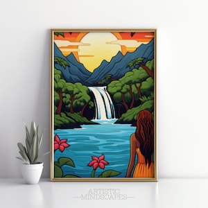 Art imprimable hawaïen coloré | Impression hawaïenne en téléchargement numérique instantané | Art mural hawaïen | Art mural imprimable d&#39;été | Tropical coloré