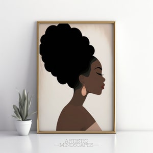 Black Woman Art | Boho Black Girl Print | Printable Wall Art | Black Culture Print | Instant Download | Minimalist Woman Art | African Art