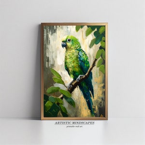 Puerto Rico Printable Wall Art | Puerto Rican Parrot Oil Painting | Puerto Rican Decor | Boricua Art | Puerto Rico Wall Decor | Digital
