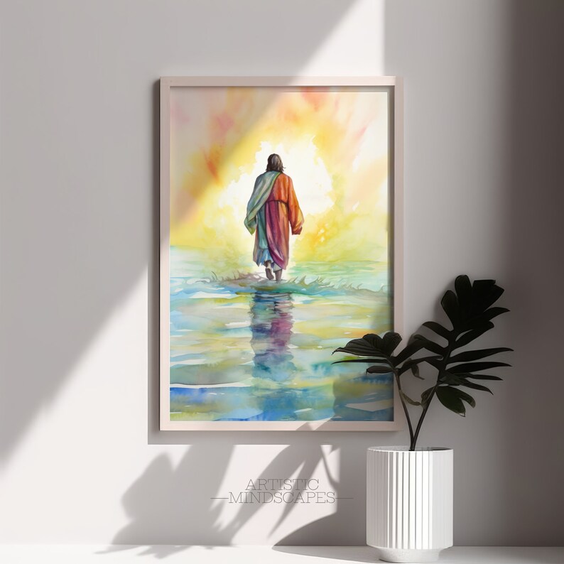 Jesus Art |jesus Walking on Water | Digital Download | Jesus Watercolor ...