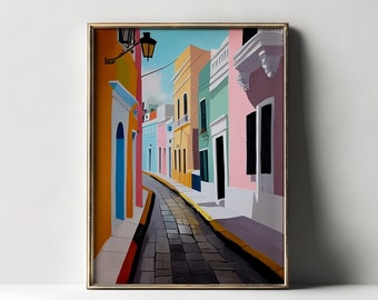 Puerto Rico Wall Art | Printable Digital Download | Old San Juan Oil Painting | Puerto Rican Decor | Puerto Rico | Instant Digital Download