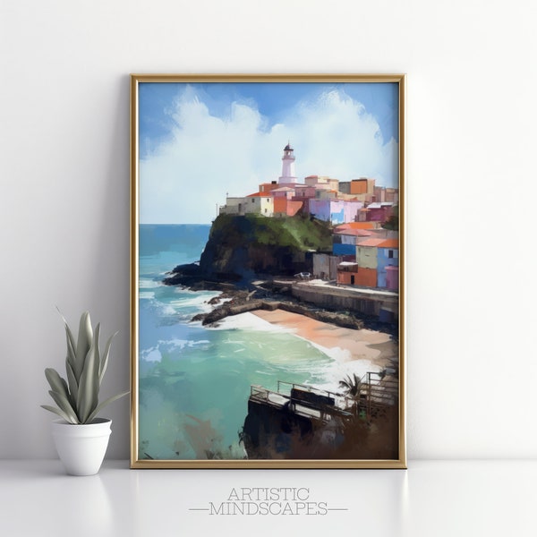 Puerto Rico Printable Painting | Puerto Rican Wall Art | Digital Download | Puerto Rican Decor | Puerto Rico Art Print  | Tropical Wall Art