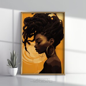 Boho Black Girl Art | Printable Wall Art | Black Women Art Poster | Black People Wall Decor | Black Girl Wall Art | Digital Download |