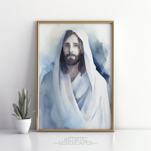Minimalist Jesus Wall Art | Printable Art | Jesus Print | Jesus Poster | Jesus painting | Bible Art | Christian Decor | Jesus Portrait |