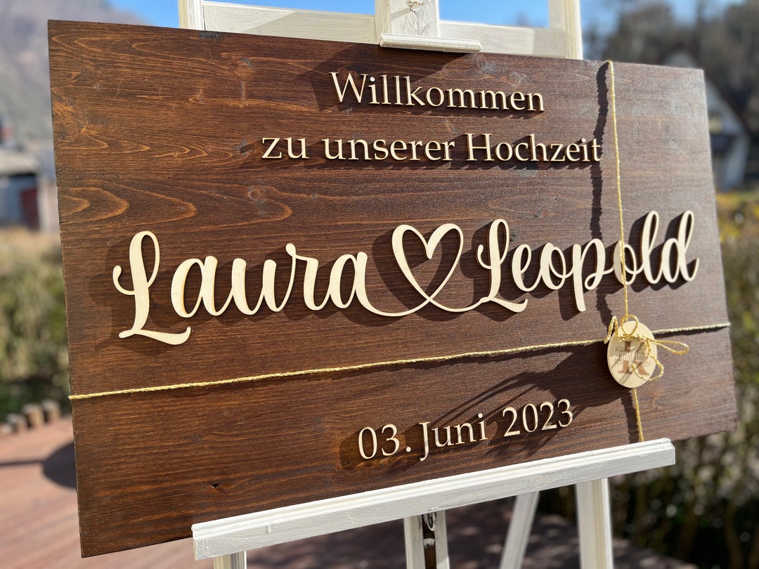 Willkommensschild Hochzeit Hochzeitsschild Personalisierte Leinwand Minimalistisch Herzlich Willkommen Schild Dekoration (40x60 Cm | Ohne Staffelei