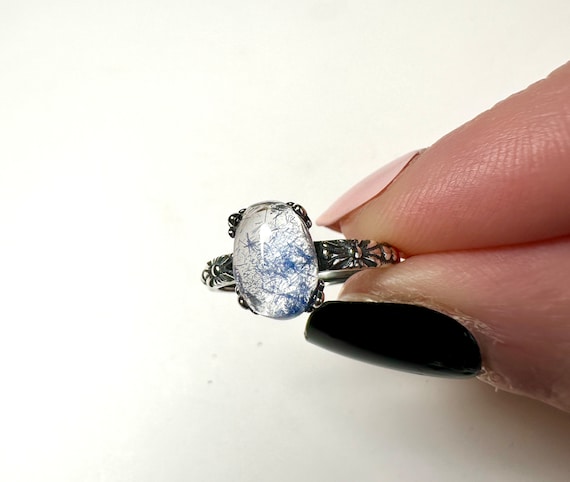 Polished Dumortierite Quartz Ring | Rare Blue Inc… - image 7