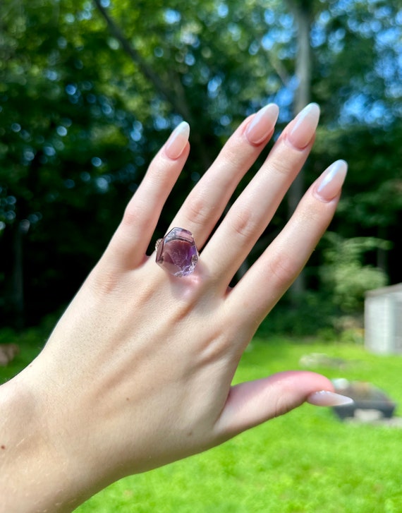 Natural Polished Amethyst Specimen Ring | Crystal 