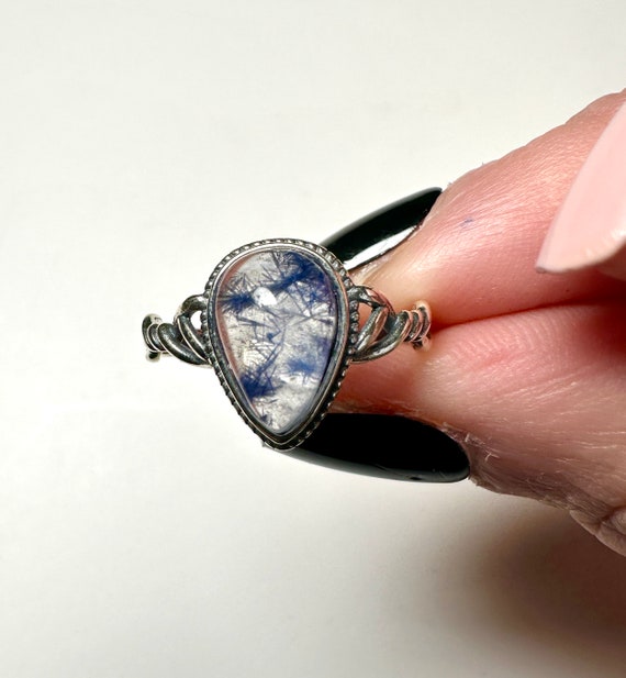 Polished Dumortierite Quartz Ring | Rare Blue Inc… - image 4