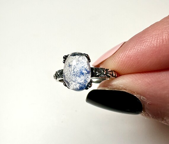 Polished Dumortierite Quartz Ring | Rare Blue Inc… - image 6