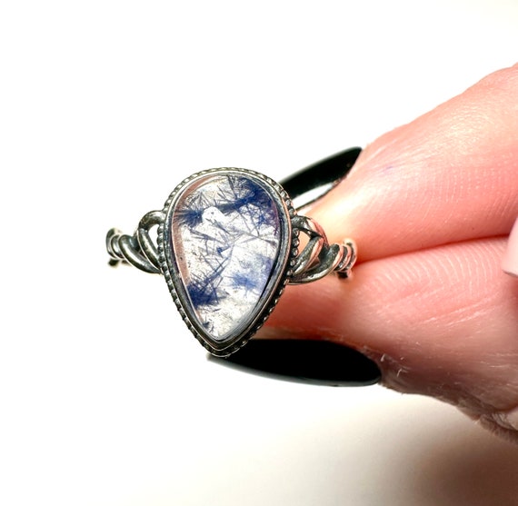 Polished Dumortierite Quartz Ring | Rare Blue Inc… - image 3