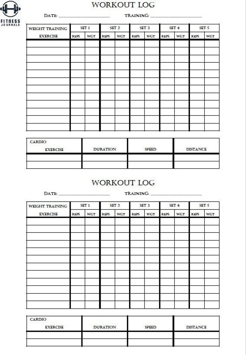 A4 Workout Log, Fitness Journal, Weight Loss Tracker (printable PDF) - Etsy