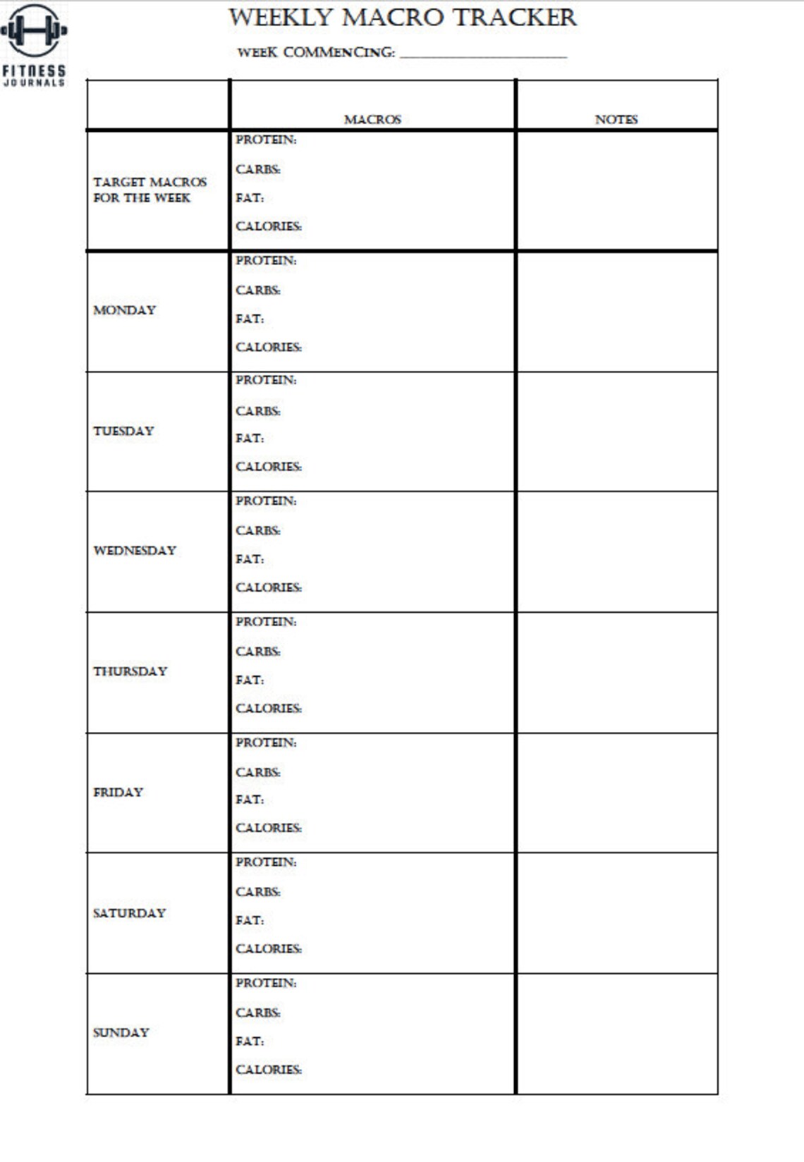 Printable [PRINTER FRIENDLY] [11 PAGE] A4 Workout Log / Fitness Diary ...