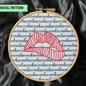 Borduurpatroon Kus memet robe lippen / Nederlandse versie / モダンな黒細工 / 刺繍パターン