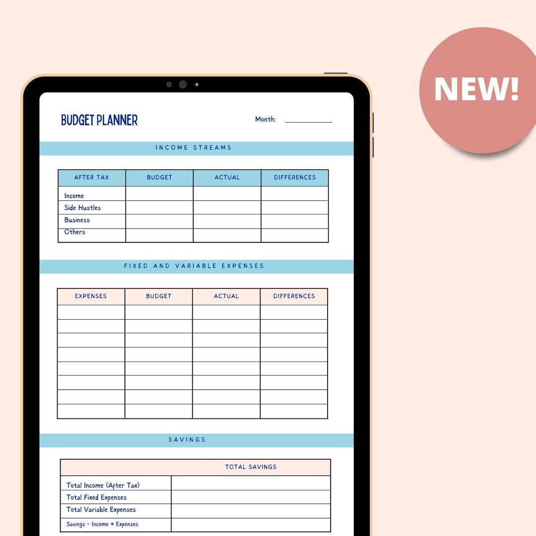 PRINTABLE BUDGET PLANNER, Digital Budget, Budget by Paycheck, Finance ...
