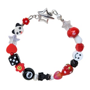 Beaded y2K Bracelet, Grunge, Dice, Alt, Edgy, Handmade Item, Jewelry, Personalised, Friendship bracelet, Initial, Gift for Him and Her