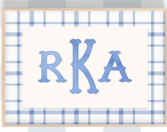 Monograma de aquarela personalizado para berçário: impressão inicial personalizada (download digital)