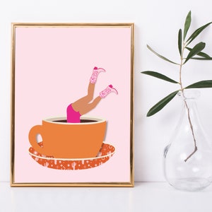 Cartel de café Carteles estéticos de arte de pared rosa / Arte de pared de moda / Impresión de botas de vaquera Decoración de apartamento femenino / Arte de pared de dormitorio preppy / imagen 4