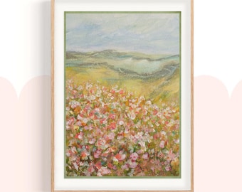 Vintage Christian Wall Art, Heavenly Meadow Scripture Print, Pink Floral Bible Verse, Nursery & Baby Room Christian Decor | Digital Download