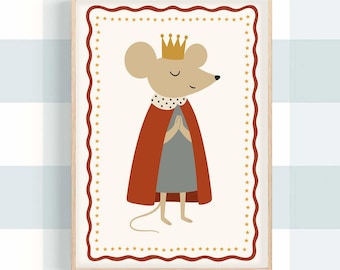 Mouse King Nursery Art: Boho Kids Room Decor (Digital Download)