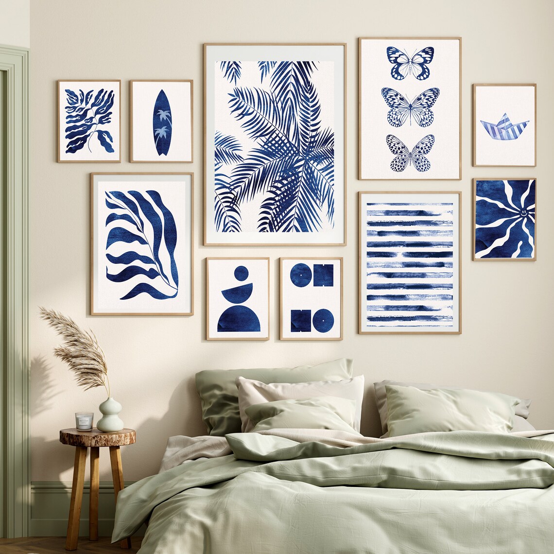 Navy Blue Wall Art Wall Set of 20 Prints Coastal Wall Art Boho Beachy ...