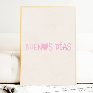 Aesthetic Kitchen Pink Buenos Dias Wall Art, Kitchen Art, Kitchen Wall Art, Kitchen Art Prints, Printable Wall Art, Typewriter Art