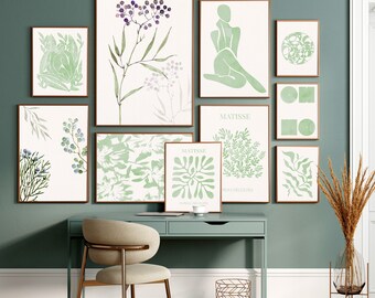 Sage Green Gallery Wall Art: Matisse Inspired Prints (Digital Download)