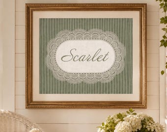 Custom Lace Name Print, Vintage Style Room Art, Personalized Grandma Home Decor, Cottage Core Gift for Nanny