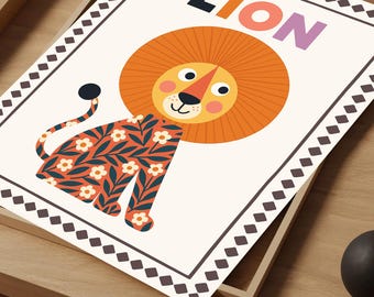 King Lion Nursery Print: Boho Animal Wall Art (Digital Download)