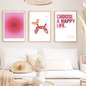 Pink Wall Art Set of 3 Prints, Bedroom Wall Art Over The Bed, Over Bed Art, Aesthetic Print, Vintage Euphoria Print Typography Wall Art