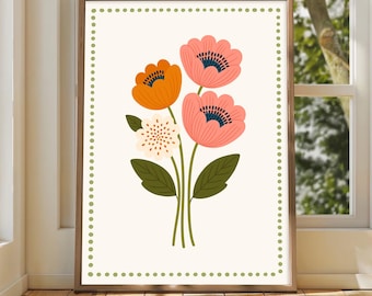 Whimsical Poppies Nursery Print: Boho Floral Wall Art (Digital Download)