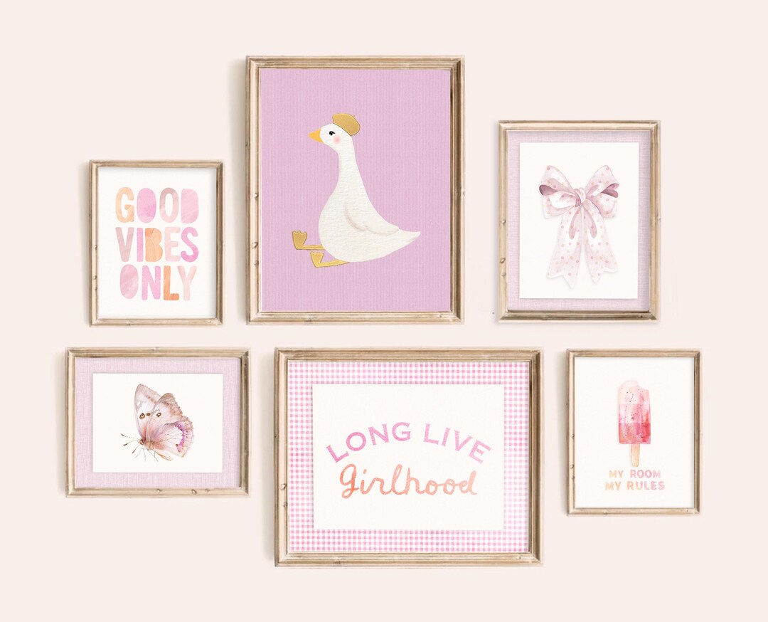 Girls Gallery Wall Set of 6 Prints, Silly Goose Nursery Wall Decor ...