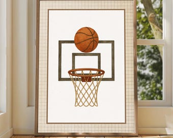 Vintage Basketball Art Print | Retro Sports Nursery Decor (Digital Download)