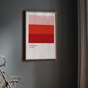 Negroni Cocktail Print | Orange Minimalist Retro Digital Art | Bar Cart Decor | Digital Download Wall Art Dorm Decor For College Girls