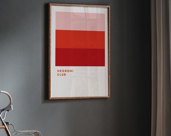 Negroni Cocktail Art Print: Retro Bar Cart Decor (Digital Download)