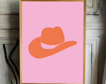 Impression de chapeau de cow-girl : art mural rétro western (téléchargement numérique)