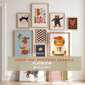 Oltre 100 stampe da parete stampabili per la cameretta dei bambini, stampe da parete per bambini, stampe di animali, decorazioni per la sala giochi, download digitali per neonati, bambini piccoli e camerette dei bambini.