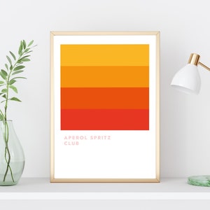 Aperol Spritz Cocktail Print | Orange Minimalist Retro Digital Art | Bar Cart Decor | Digital Download Wall Art Dorm Decor For College Girls