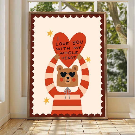 ラブベア保育園プリント：モダンな子供部屋の装飾（デジタル