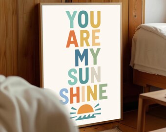Barnrumstryck "You Are My Sunshine": Nyckfull barnrumsdekoration (digital nedladdning)