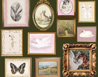 Vintage Nursery Prints Set: Retro Girl Room Gallery Wall (Digital Download)