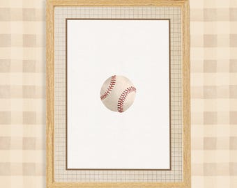Lámina infantil de béisbol retro: Decoración deportiva vintage (descarga digital)