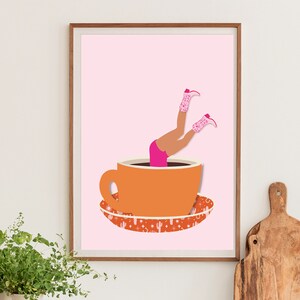 Cartel de café Carteles estéticos de arte de pared rosa / Arte de pared de moda / Impresión de botas de vaquera Decoración de apartamento femenino / Arte de pared de dormitorio preppy / imagen 3