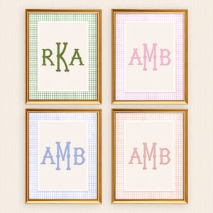 Decoración de pared con monograma, arte de pared personalizado para guardería, impresión de pared neutra para guardería, impresión de nombre personalizada, impresión de inicial personalizada, decoración de pared para guardería